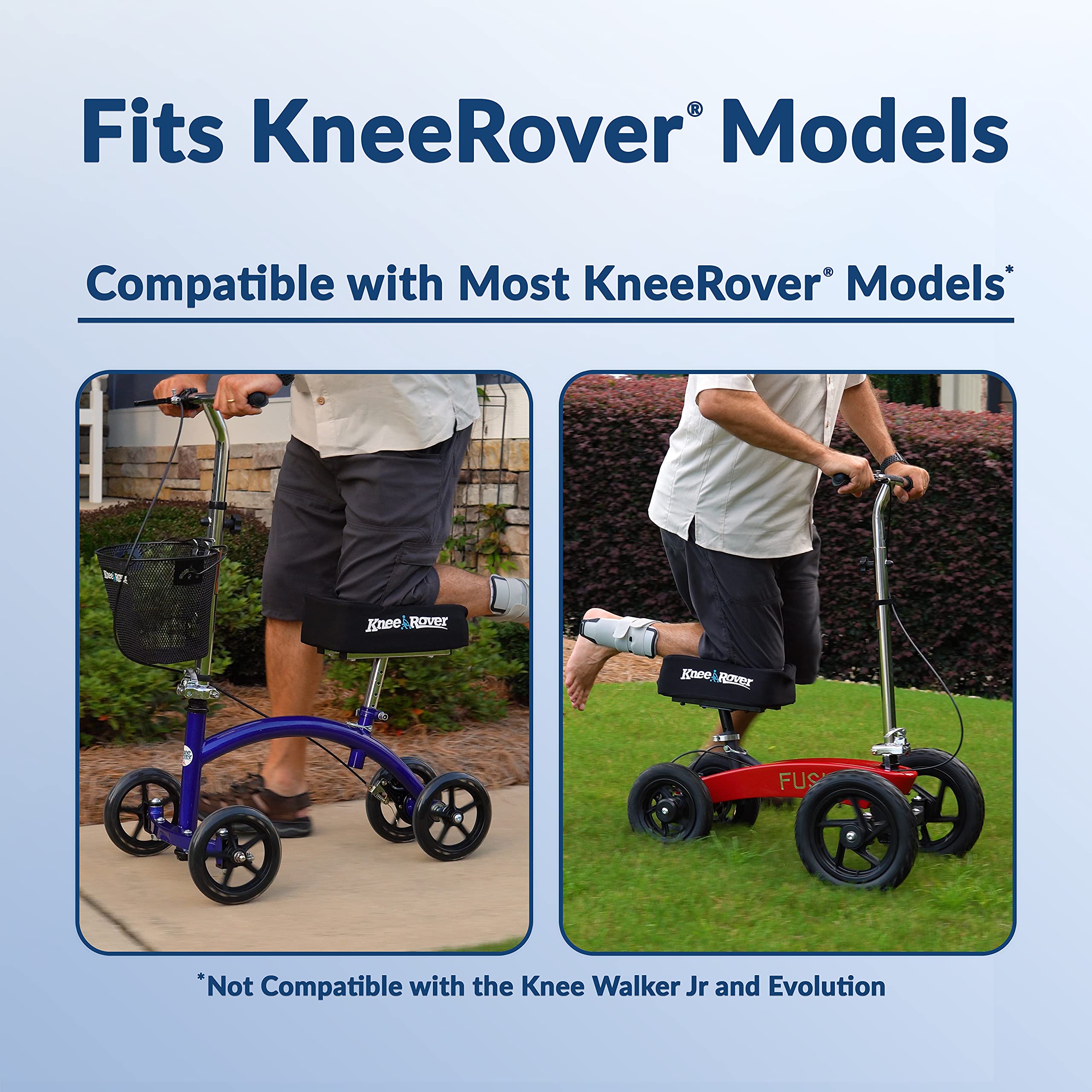 KneeRover Memory Pad - Knee Scooter Knee Pad Cover Featuring Comfortable Memory Foam, 13” x 7” x 4”