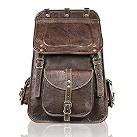 Classic Hand Craft Dark Brown Genuine Leather Backpack, 15 Inch Laptop Casual Bookbag, Daypack, Camping, Travel Rucksack Knapsack For Man & Woman