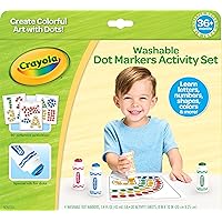 Crayola Washable Dot Markers Activity Set, 30 Toddler Coloring Pages & 4 Washable Markers, Dot Paints for Toddlers, Toddler Gifts, Ages 3+