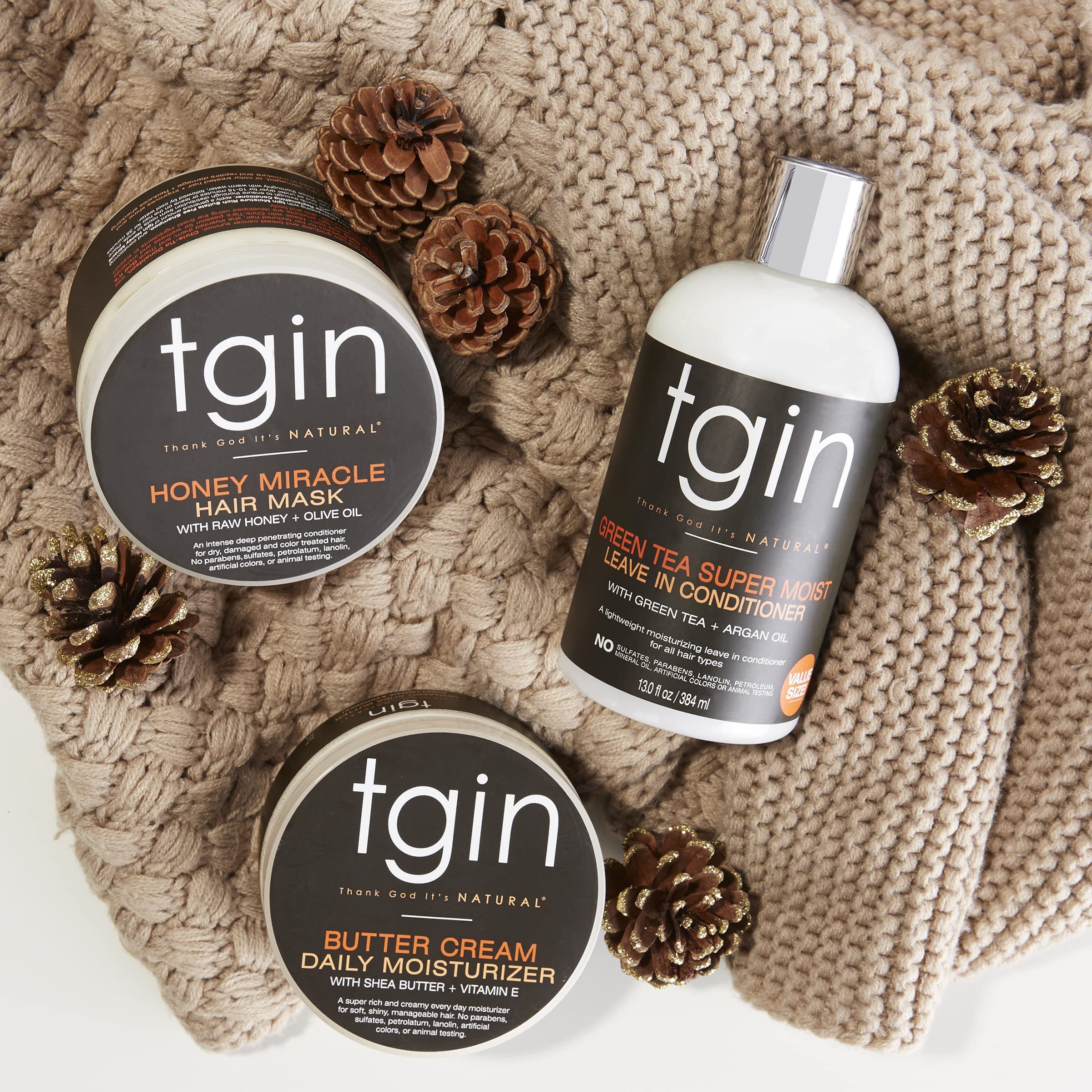 tgin Butter Cream Daily Moisturizer For Natural Hair - Dry Hair - Curly Hair - Hair Styling Product - Curl Cream - Paraben Free - Hair Cream - Type 3c and 4c hair - Styler - 12 Oz