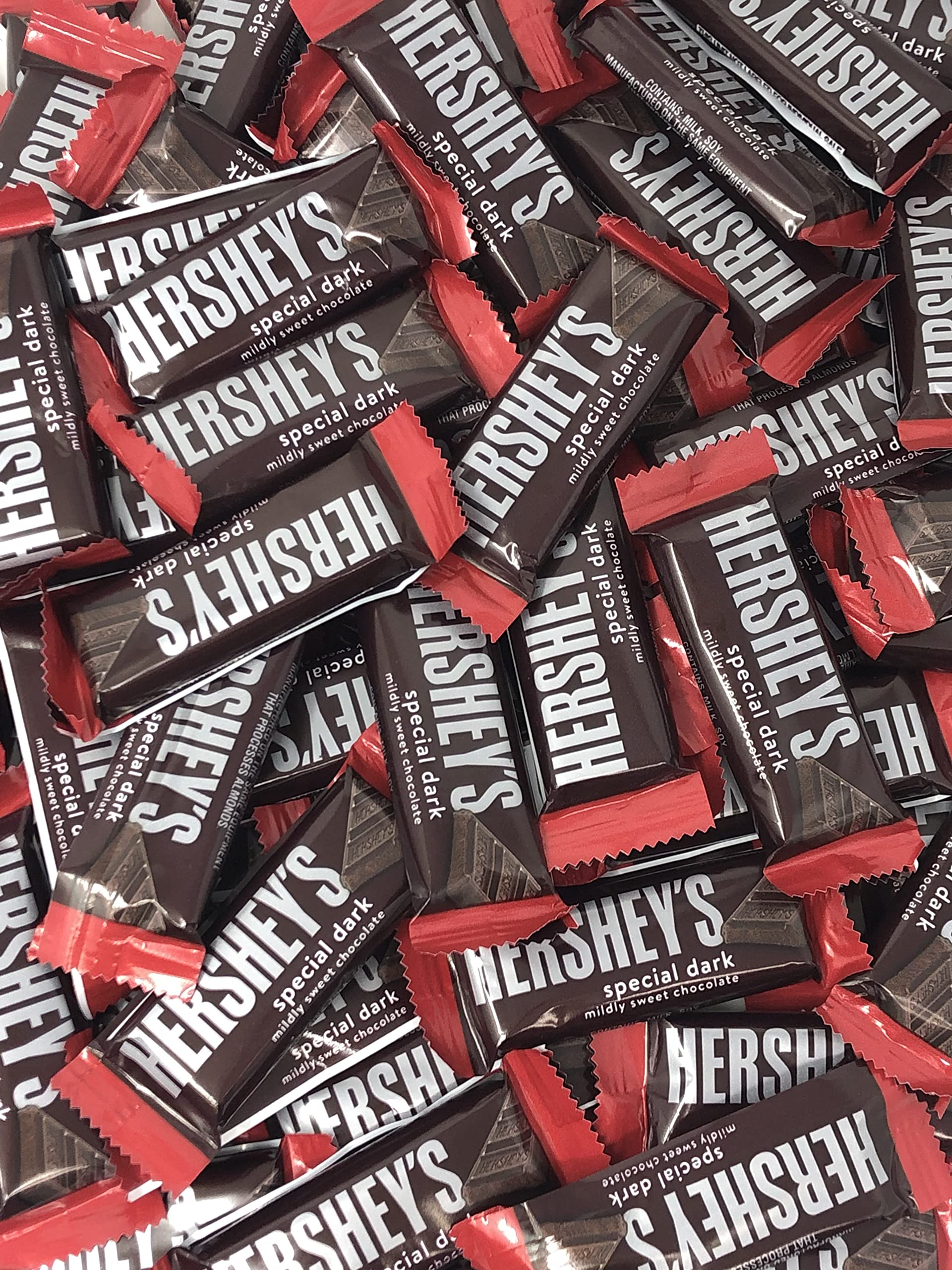 Hershey's Special Dark Chocolate Bars, Snack Size Dark Mildly Sweet Chocolate Bar Candy, Bulk Pack Of 5 Pounds