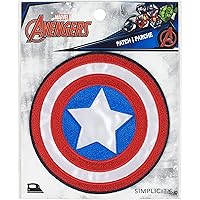 Simplicity Marvel Captain America Applique Iron-on Patch for Clothing, Jackets, and Backpacks, 3.5