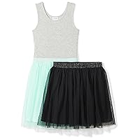 Spotted Zebra Girls and Toddlers' Knit Sleeveless Tutu Tank Dress and Skirt Set, Pack of 2