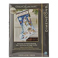 Dimensions Gold Collection Counted Cross Stitch 'Snowman & Friends' Personalized Christmas Stocking Kit, 18 Count White Aida, 16
