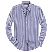 Alimens & Gentle Mens Solid Oxford Shirt Long Sleeve Button Down Shirts with Pocket