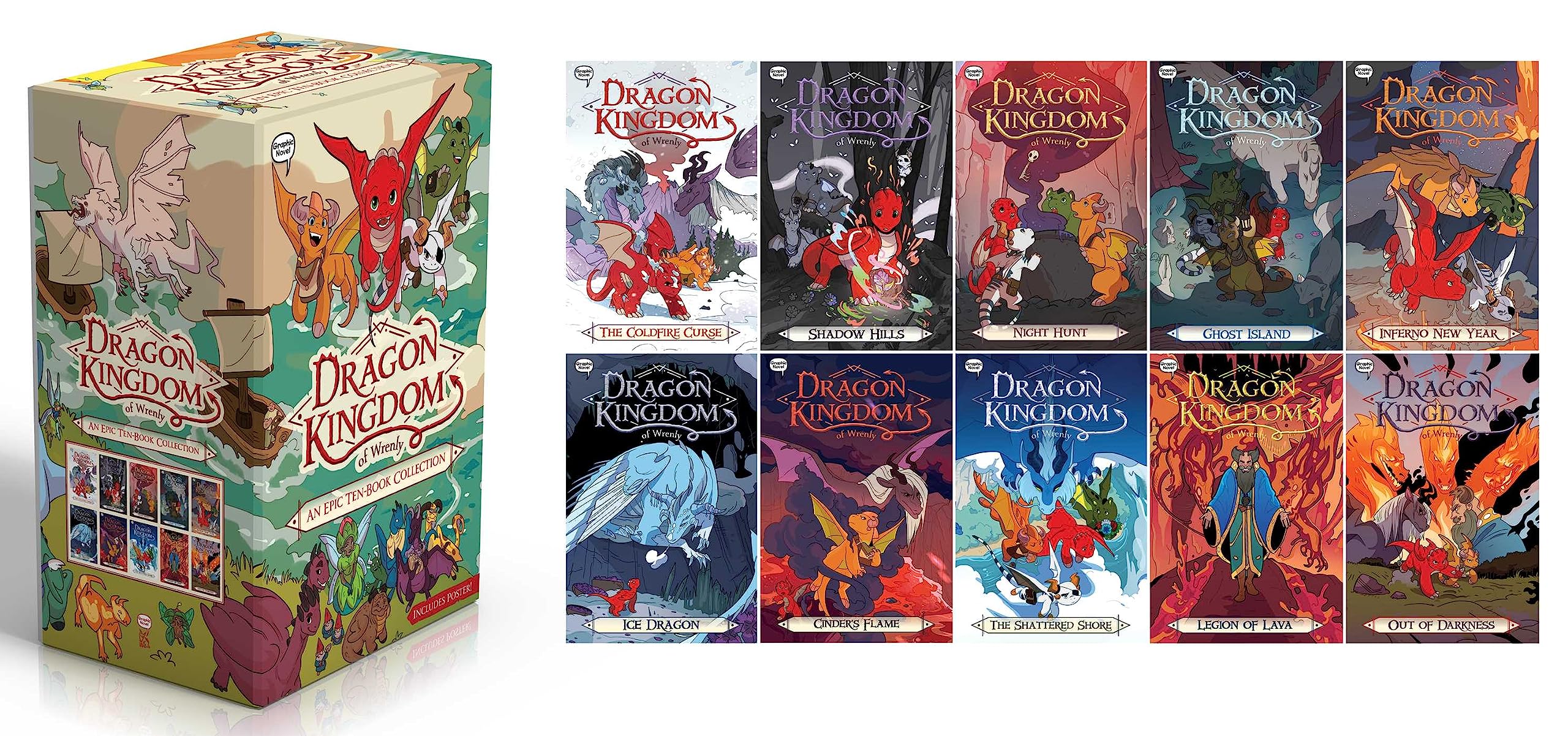 Dragon Kingdom of Wrenly An Epic Ten-Book Collection (Includes Poster!) (Boxed Set): The Coldfire Curse; Shadow Hills; Night Hunt; Ghost Island; ... Shore; Legion of Lava; Out of Darkness