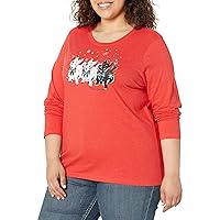 Vera Bradley Women's Plus Cotton Long Sleeve Crewneck Graphic T-Shirt (Extended Size Range)