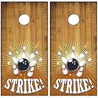 Bowling Strike Custom Cornhole Wraps Decal Sticker 3D Texture Single - Laminated - Skin Vinyl Decal for Cornhole Board - JO1342 (Non-Lamination, 1 Wrap)