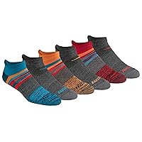 Saucony Men's Mesh Ventilating Comfort Fit Performance Tab Socks, 6/12, M-XL, Charcoal Fashion (6 Pairs), Large