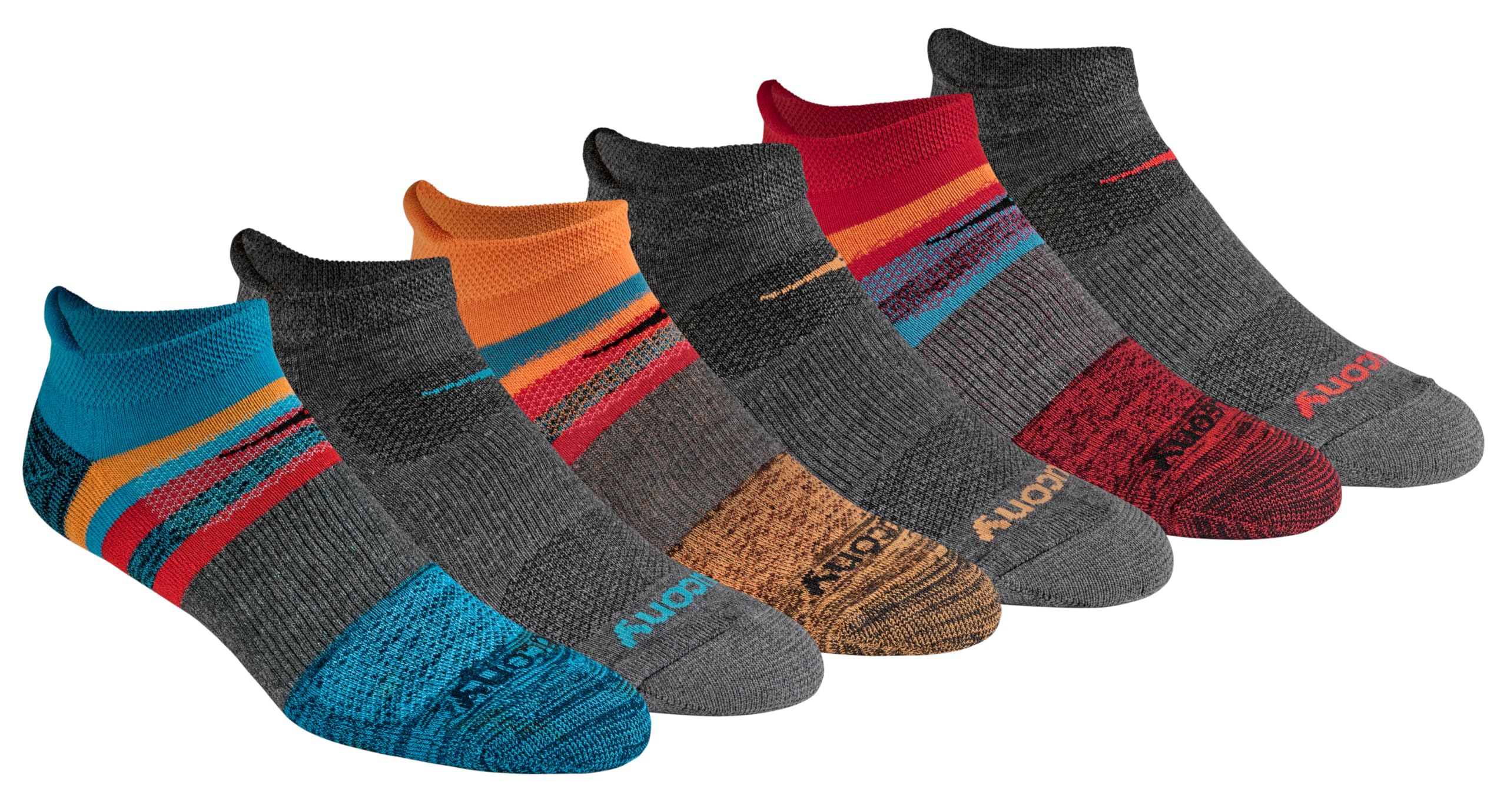 Saucony Men's Mesh Ventilating Comfort Fit Performance Tab Socks, 6/12 Pairs, M-L, Charcoal Fashion (6 Pairs), Large