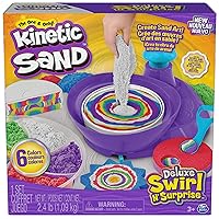 Kinetic Sand, Deluxe Swirl N’ Surprise Playset, 2.5lbs of Play Sand (Red, Blue, Green, Yellow, White and Purple), 4 Tools, Sensory Toys for Kids 3 and up