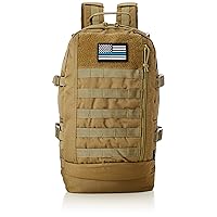 F-Style Backpack with Embroidered Patch, Waterproof Fabric, Assault Backpack, Brown (French Toast 19-1012tcx)