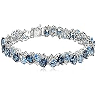 Amazon Essentials Sterling Silver Created Gemstones Bracelet, 7.25