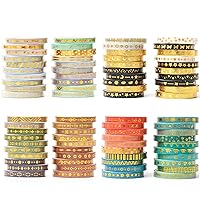 YUBX Skinny Gold Washi Tape Set 80 Rolls Basic Foil Print Decorative Masking Tapes for Arts, DIY Crafts, Journals, Planners, Scrapbook, Wrapping