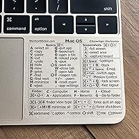 Synerlogic 10pcs (Universal) Mac OS Reference Keyboard Shortcut Sticker, No-Residue Transparent Vinyl - for Any MacBook Air/Pro/iMac/Mini (Clear/Pack of 10)