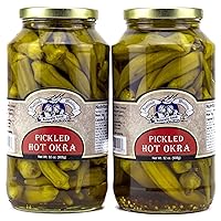 Amish Wedding Hot Pickled Okra 32 Ounces (Pack of 2)
