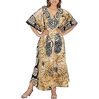 LA LEELA Women's Summer Batik Caftan House Dashiki Dress Kaftan Loungewear Nightshirts for Women Sleepwear Plus size
