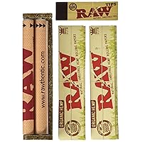 Raw King Size Organic Deal - King Size Slim Organic Rolling Papers, 110mm Rolling Machine and Wide Filter Tips INCLUDES Black Velvet Pouch