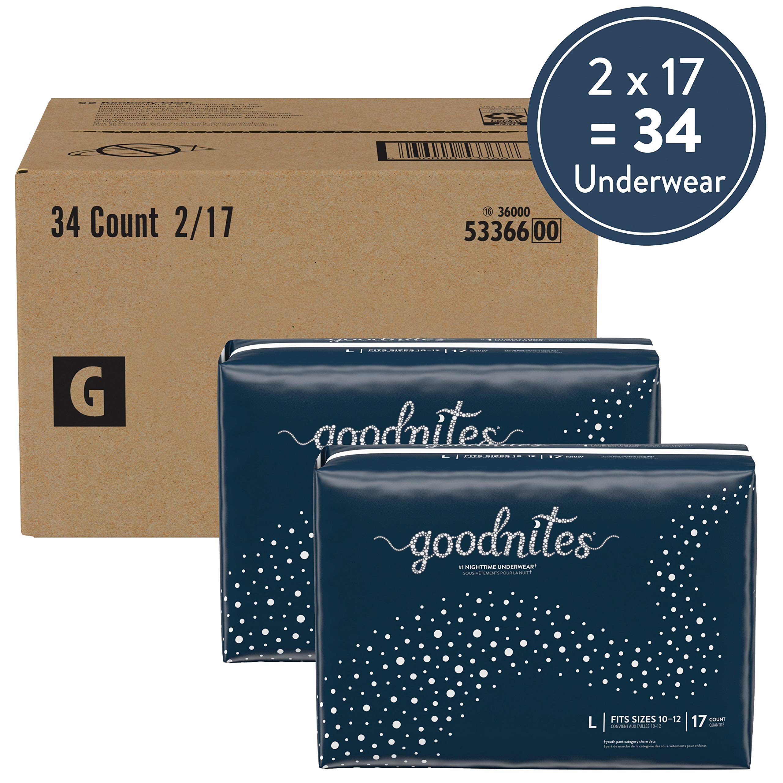 Goodnites Nighttime Bedwetting Underwear, Boys' L (68-95 lb.), 34ct, FSA/HSA-Eligible