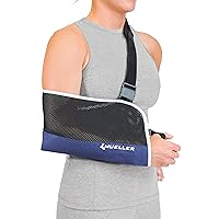 Sports Medicine Adjustable Arm Sling - Comfortable Support for Left or Right Shoulder and Arm Injury, For Men and Women, Blue w/ Black Mesh, One Size Fits Most