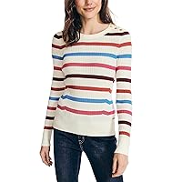 Nautica Women's Sustainably Crafted Striped Crewneck Sweater