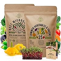Organo Republic Beet Microgreens & 25 Summer Vegetable Seeds Bundle Non-GMO, Heirloom for Planting Indoor/Outdoor Over 22,500 Plants
