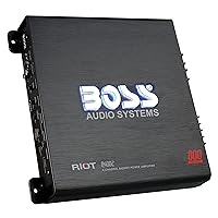 BOSS Audio Systems R4002 Riot Series Car Audio Stereo Amplifier – 800 High Output, 2 Channel, Class A/B, 2/4 Ohm, Low/High Level Inputs, High/Low Pass Crossover, Full Range, Bridgeable, Subwoofer
