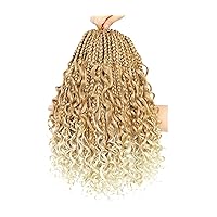 Crochet Box Braids Hair -8 Packs Goddess Box Braids Crochet Hair Bohemian Curly Crochet Hair Pre-looped Crochet Hair for Black Women (12(8Packs), 27/613)