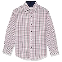 Isaac Mizrahi Boy's Long Sleeve Multicheck Pattern Button Down Shirt
