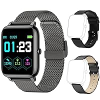 KALINCO Smart Watch, Fitness Tracker with Heart Rate Monitor, Blood Pressure, Blood Oxygen Tracking and 2-Pack Smart Watch Replacement Bands for P22