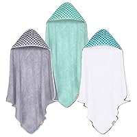 3 Pack Baby Hooded Bath Towel Sets, Ultra Absorbent Baby Essentials Item for Newborn Boy Girl, Baby Bath Shower Towel Gifts for Infant and Toddler - Classic Neutral Plaid