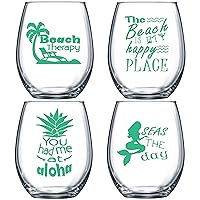 SET OF 4 -Stemless Boat Wine Glasses-Nautical Themed, Plastic, 16oz, Pool Wine Glasses, Shatter Proof Drinking Glasses for Wine or Cocktails