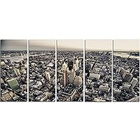 PT14347-60-28-5PE Architecture and Colors of New York-Modern Cityscape Canvas Artwork, 28'' H x 60'' W x 1'' D 5PE