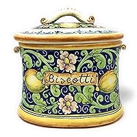 CERAMICHE D'ARTE PARRINI- Italian Ceramic Biscuit Cookies Jar Hand Painted Decorated Lemons Made in ITALY Tuscan Art Pottery