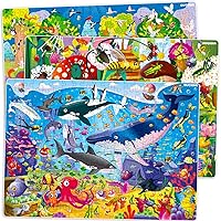 QUOKKA 300 Pieces Puzzles for Kids Ages 8-10 - 3X Set Floor Jigsaw Puzzles - Toy for Learning Ocean & Vimel & Bugs for 10-12 Year Old – Jigsaw Educational Game Gift for Boys and Girls