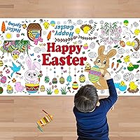 80 Sheets Easter Stickers for Kids with Easter Giant Coloring Poster/Tablecloth