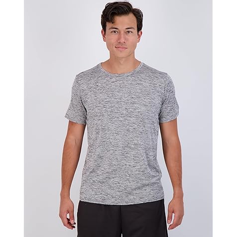 5 Pack: Men’s Short Sleeve Dry Fit Active Crew Neck T Shirt - Athletic Running Gym Workout Tee Tops