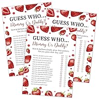 Strawberry Guess Who Mommy or Daddy Game, Baby Shower Game, Pack of 30 Game Cards, Gender Neutral Boy or Girl, Fun Baby Game and Activity - FA17