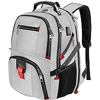 YOREPEK Travel Backpack, Extra Large 50L Laptop Backpacks for Men Women, Water Resistant College Backpack Airline Approved Business Work Bag with USB Charging Port Fits 17 Inch Computers, Light Grey