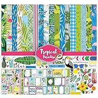 Inkdotpot Tropical Paradise Collection Double-Sided Scrapbook Paper Kit Cardstock 12