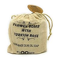 Handmade 100% Extra Virgin Olive Oil Soap bars - 150 gms 5.5 oz (Flower Bomb with Turkish Rose)