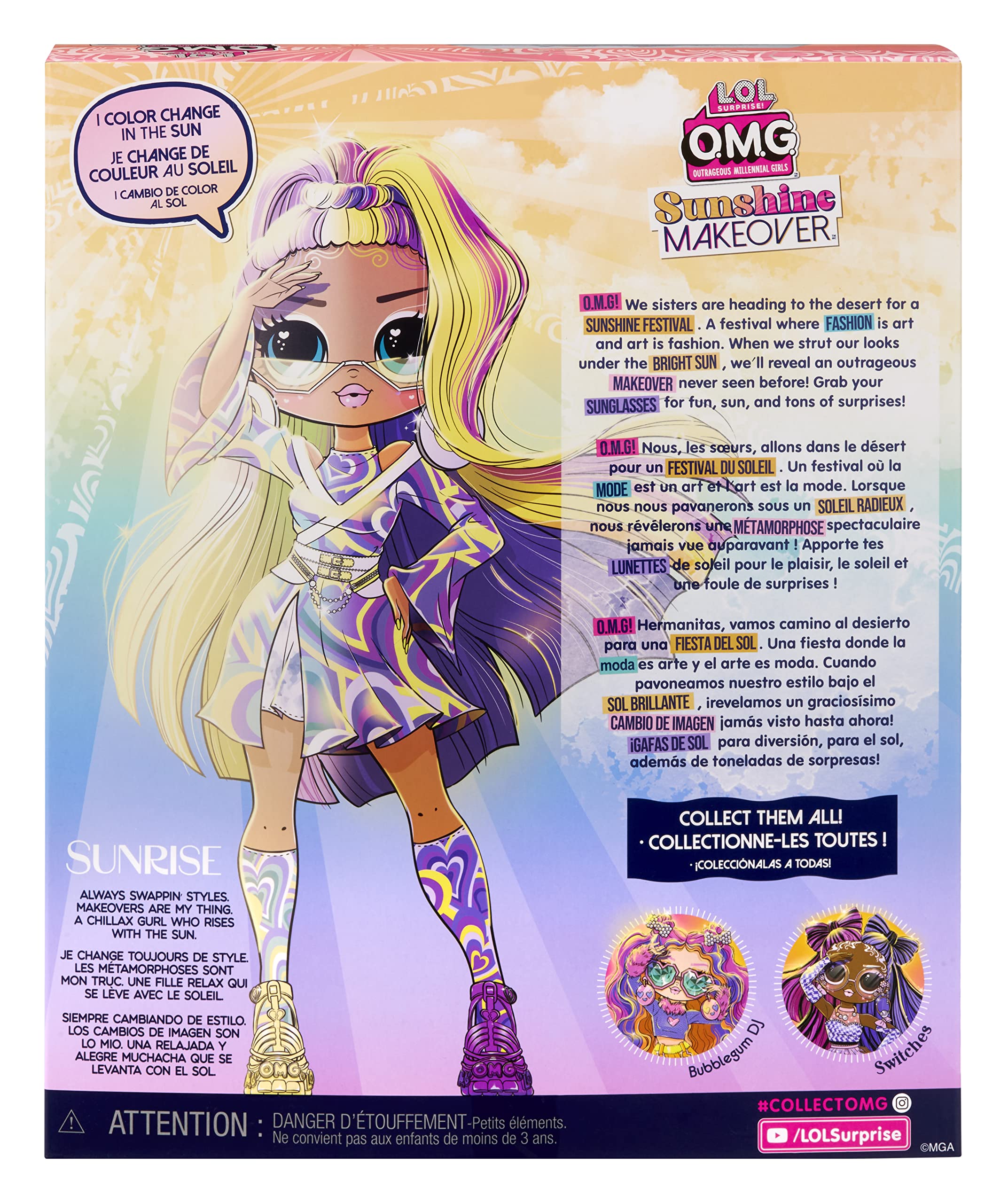 L.O.L. Surprise! LOL Surprise OMG Sunshine Color Change Sunrise Fashion Doll with Color Changing Hair and Fashions and Multiple Surprises – Great Gift for Kids Ages 4+