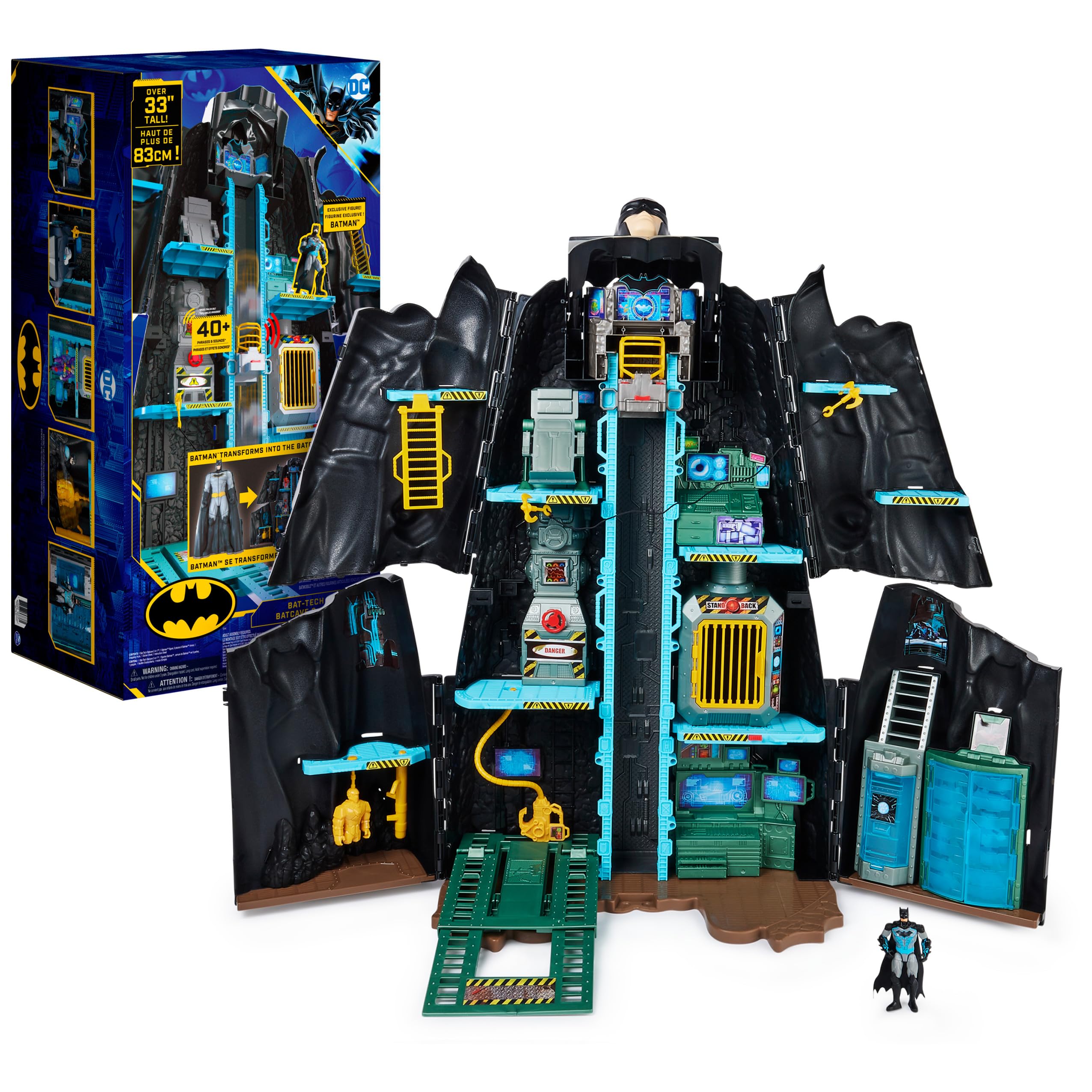 DC Comics Batman, Bat-Tech Batcave, Giant Transforming Playset with Exclusive 4” Batman Figure and Accessories, Kids Toys for Boys Aged 4 and Up