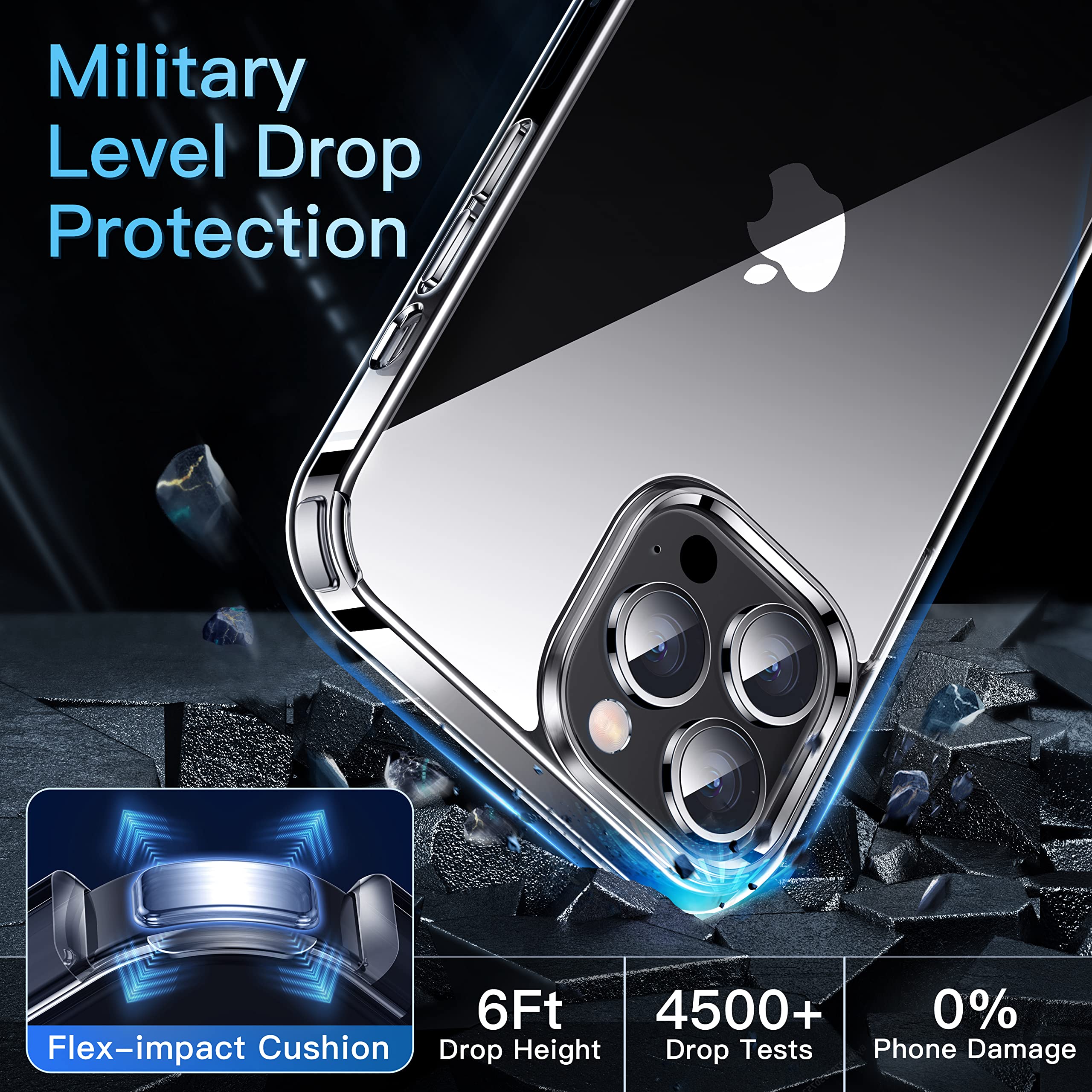 CASEKOO Crystal Clear for iPhone 12 Pro Max Case, [Not Yellowing] [Military Grade Drop Tested] Shockproof Protective Phone Case Slim Thin Cover 5G 6.7 inch 2020, Clear