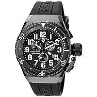 Men's 'Trimix Diver 2.0' Quartz Stainless Steel and Silicone Watch, Color:Black (Model: 13842-BB-01)