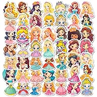 50Pcs Cute Princess Cartoon Stickers,Kawaii Princess Waterproof Stickers,Vinyl Stickers for Water Bottle,Laptop,Phone,Skateboard Stickers