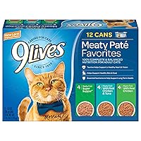 9Lives Paté Favorites Wet Cat Food Variety Pack, 5.5 Ounce (Pack of 12)