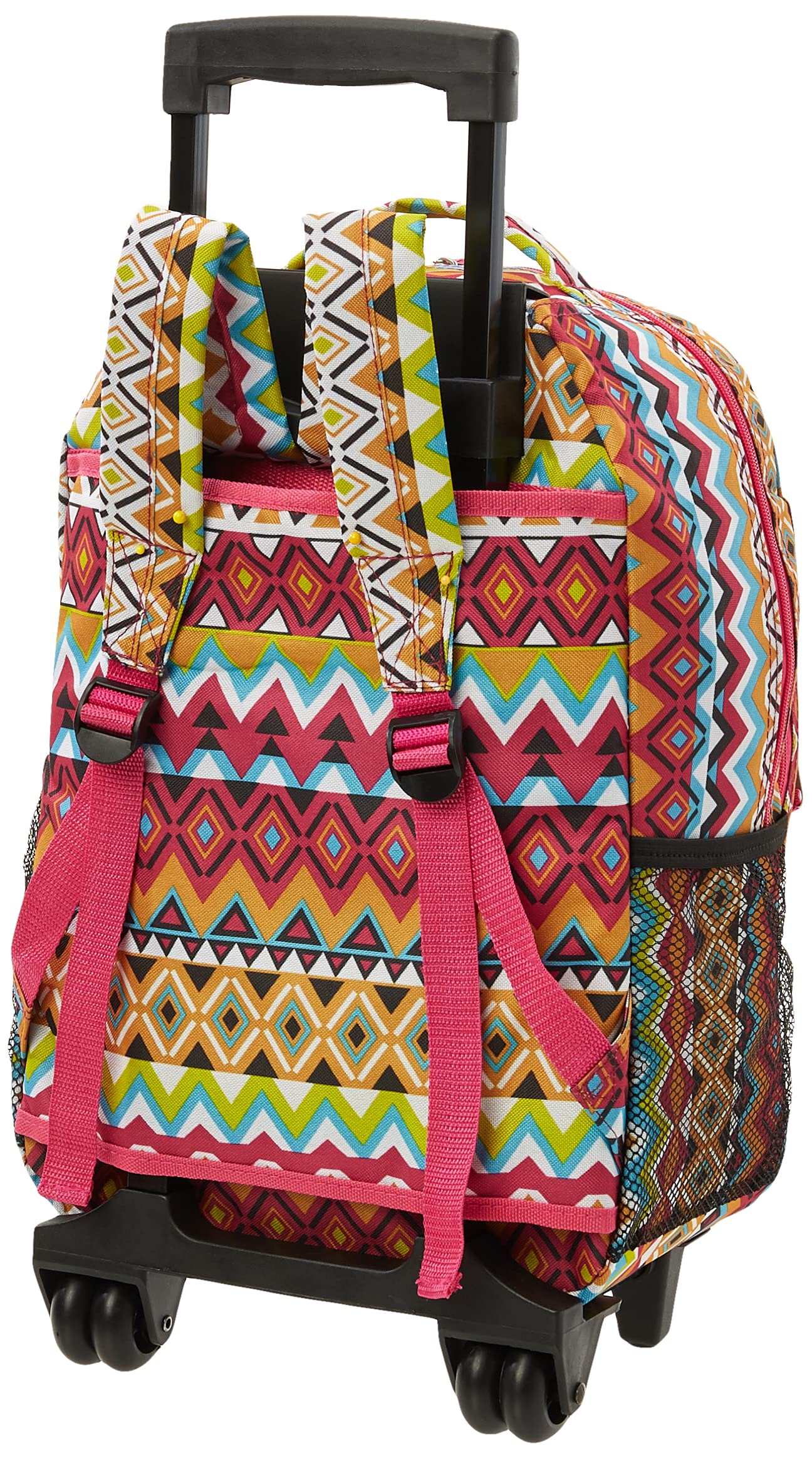 Rockland Double Handle Rolling Backpack, Tribal, 17-Inch