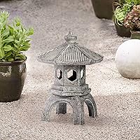 John Timberland Pagoda Statue Sculpture Asian Japanese Garden Decor Indoor Outdoor Front Porch Patio Yard Outside Home Balcony House Exterior Lawn Gray Old Faux Stone Finish Resin 16 1/2