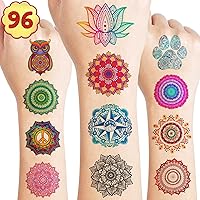 Mandala Temporary Tattoos - Henna DIY Indian Festival 80PCS Themed Stickers for Kids Birthday Party Supplies, Decorations, Favors, and Prizes - Cute Gifts for Boys and Girls